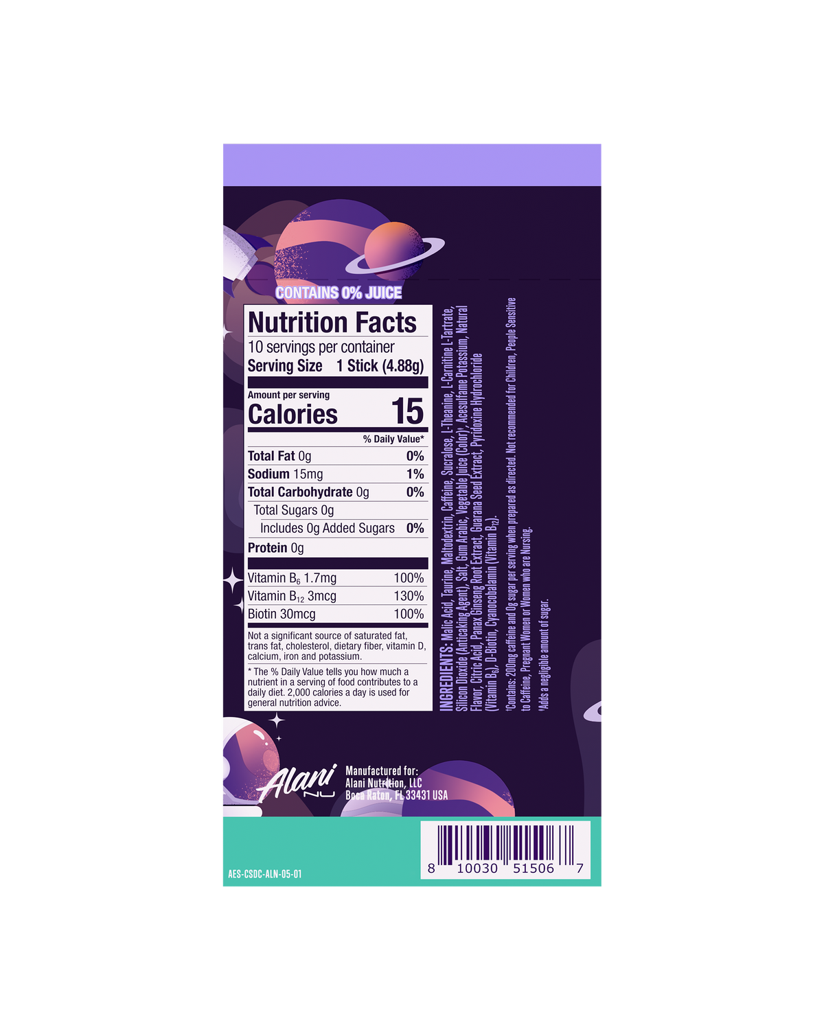 Alani Nu Energy Sticks - Cosmic Stardust O2 - image 3