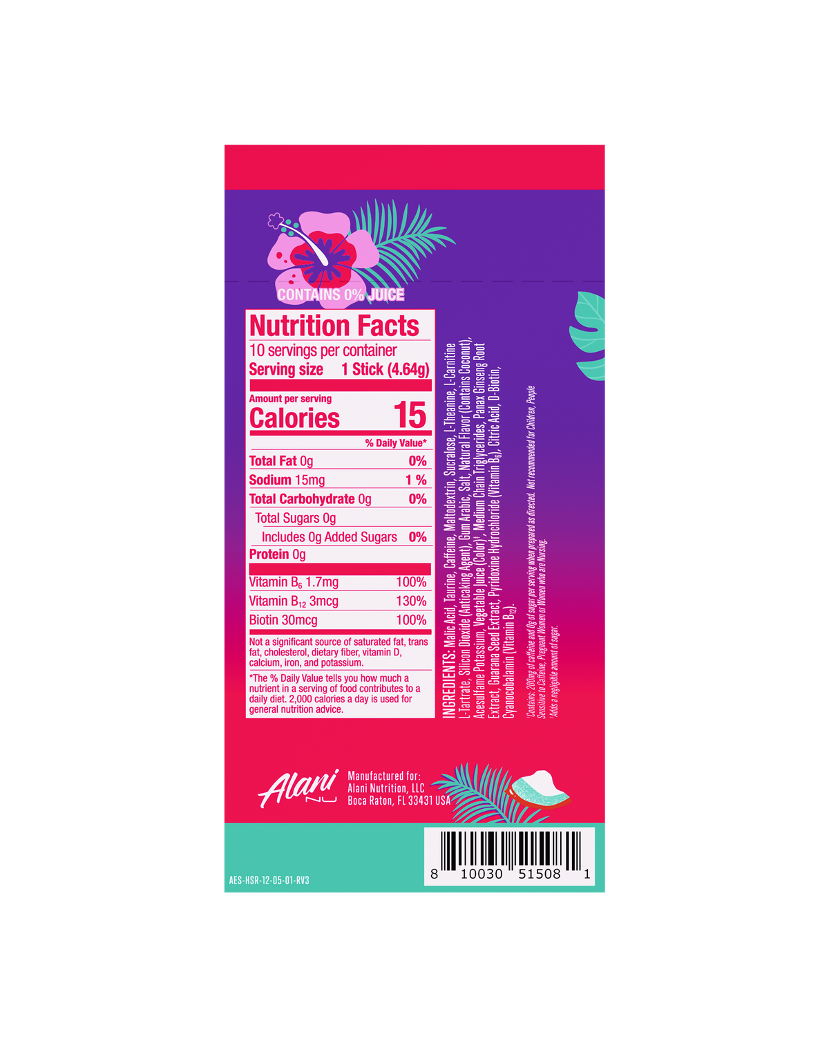 Alani Nu Energy Sticks - Hawaiian Shaved Ice N3 - image 3